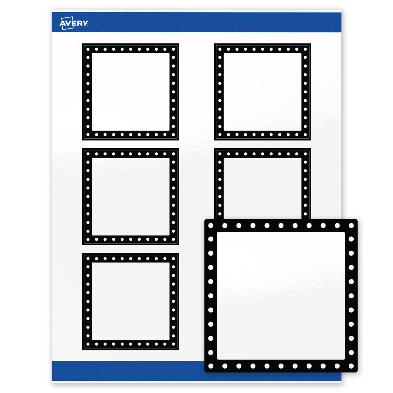 Avery Printable Square Labels, Black and White Polka Dots, 3" x 3", Glossy White Square Labels, Permanent, Laser/Inkjet, 60ct, Great for Product Labels
